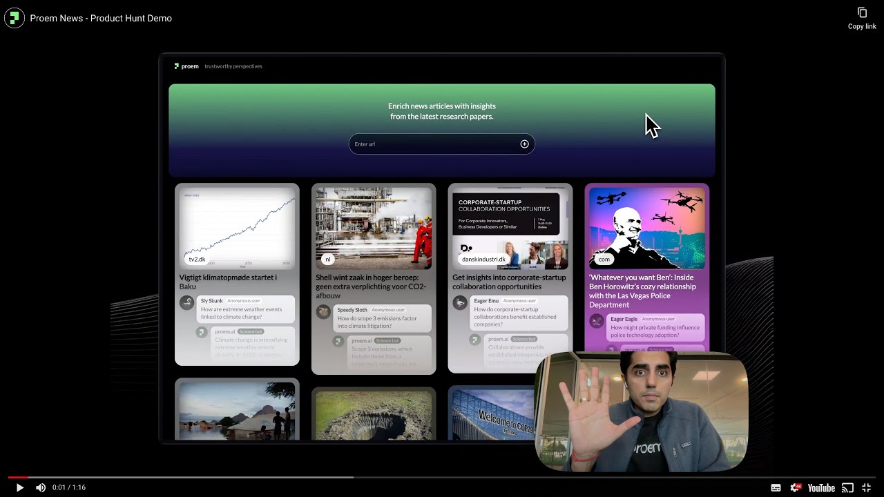 Proem News product walkthrough video